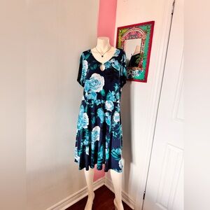 Floral Blue and White Dress